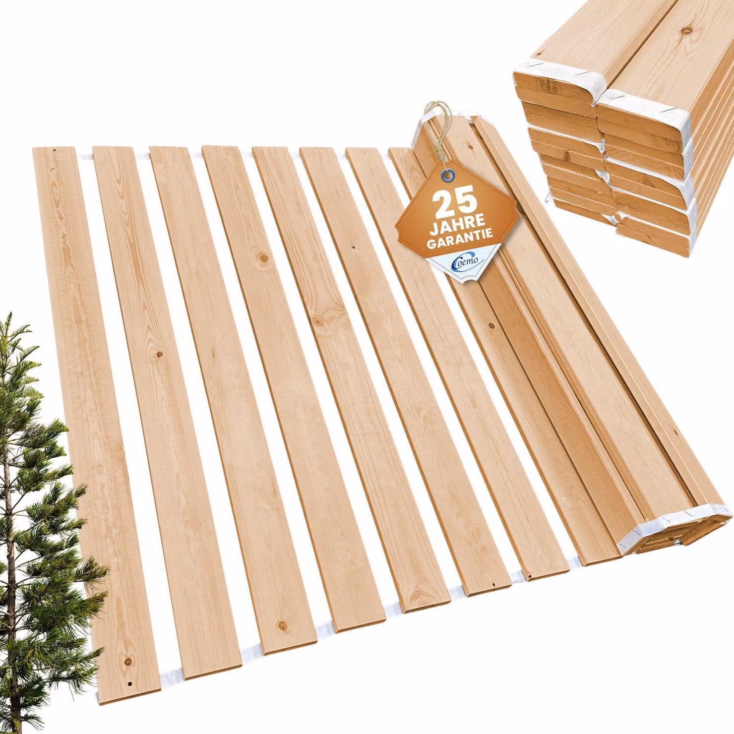Rete a doghe Coemo ROMO 80×210 cm, rete a doghe in legno massello, 22 doghe
