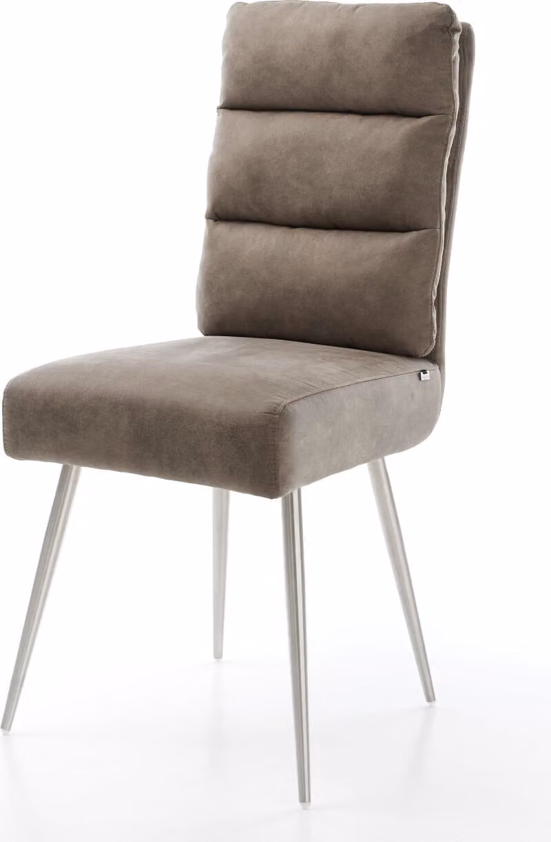 DELIFE Sedia da pranzo Pela-Flex Microfibra Taupe Vintage 4 gambe coniche Acciaio inossidabile Molle insacchettate