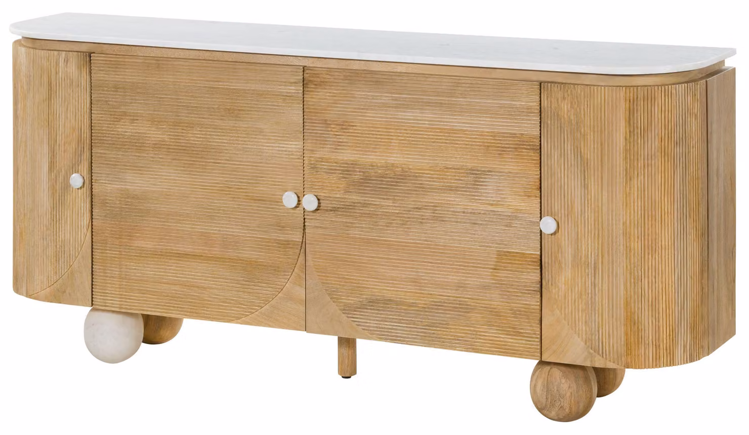 MASSIVMOEBEL24 | Credenza in legno di mango 180x40x80 laccato natur - marmo bianco FLORENZ #121