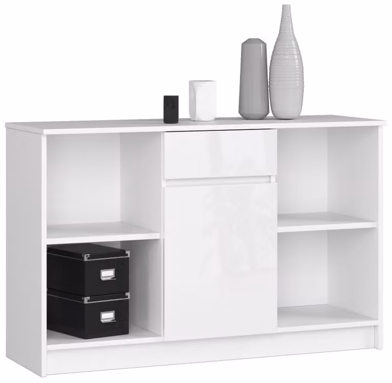 Akord Credenza 1 Cassetto 1 Anta Bianco Lucido 120X40X77 Cm