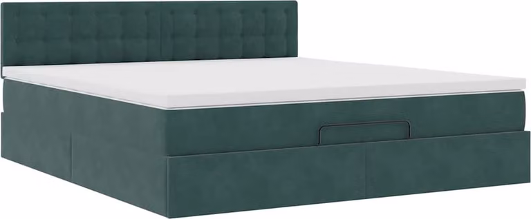 Struttura Letto Pouf con Materasso 180x200 cm in Velluto