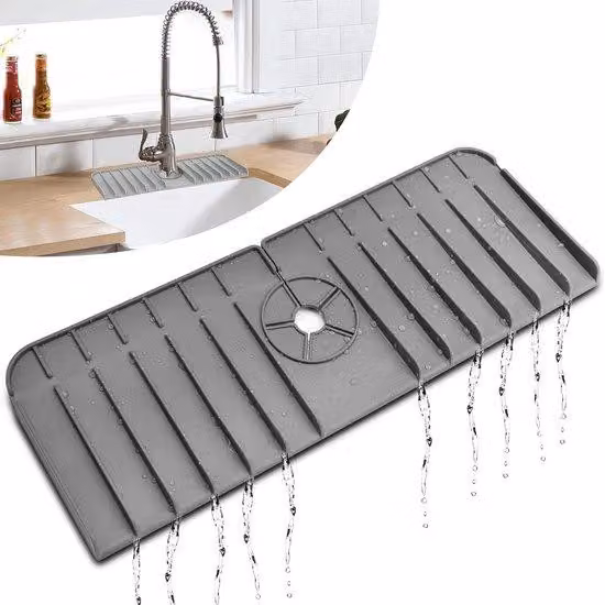 Rampa di scarico in acciaio inossidabile grigio per rubinetteria da cucina, 3,5-5 cm