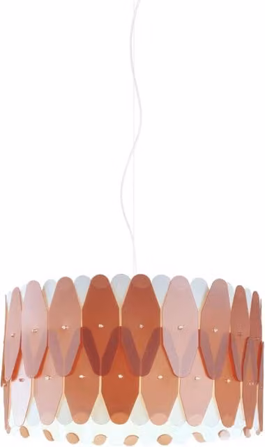 Lampada a sospensione moderna Amanda Linea Zero in rame e metallo cromo con 1 luce E27, Diametro: 40 cm