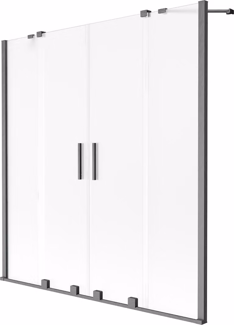 Mexen Velar Paravento per doccia duo con 2 ante scorrevoli 150 x 150 cm, smerigliato, grigio canna di fucile spazzolato