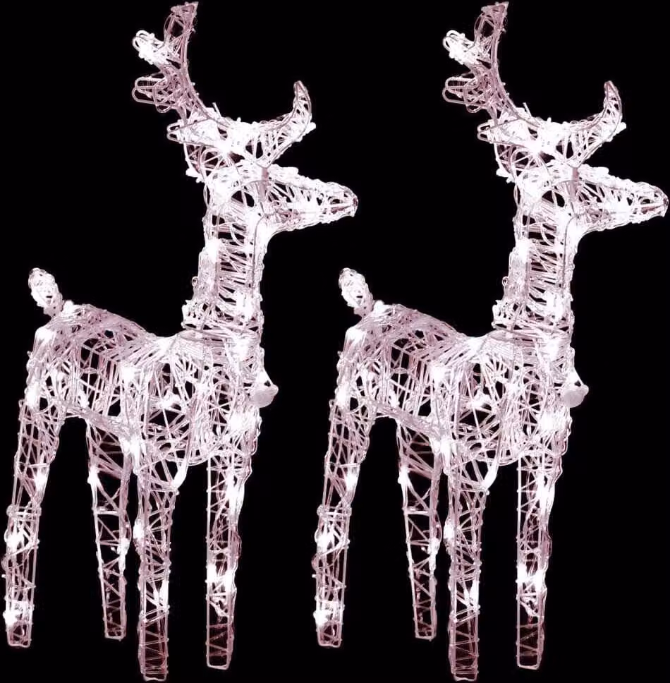 Renne di Natale 2 pz Bianco Caldo 80 LED in Acrilico