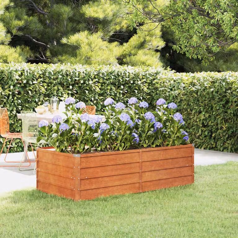 Letto rialzato da giardino vidaXL in acciaio Corten, colore marrone, L: 160 cm, P: 80 cm, H: 45 cm