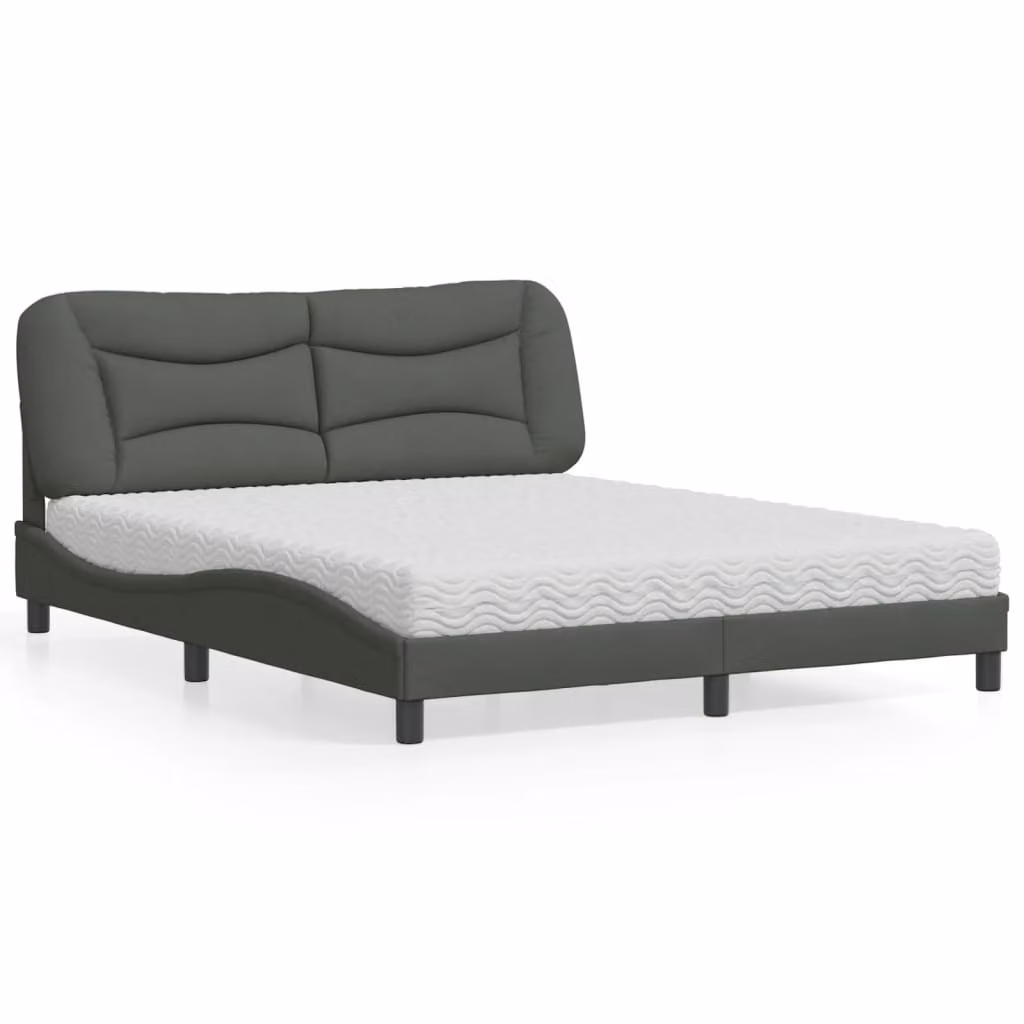 Letto con Materasso Hvar vidaXL Grigio Scuro 160x200 cm in Tessuto e Materiali Misti – 1