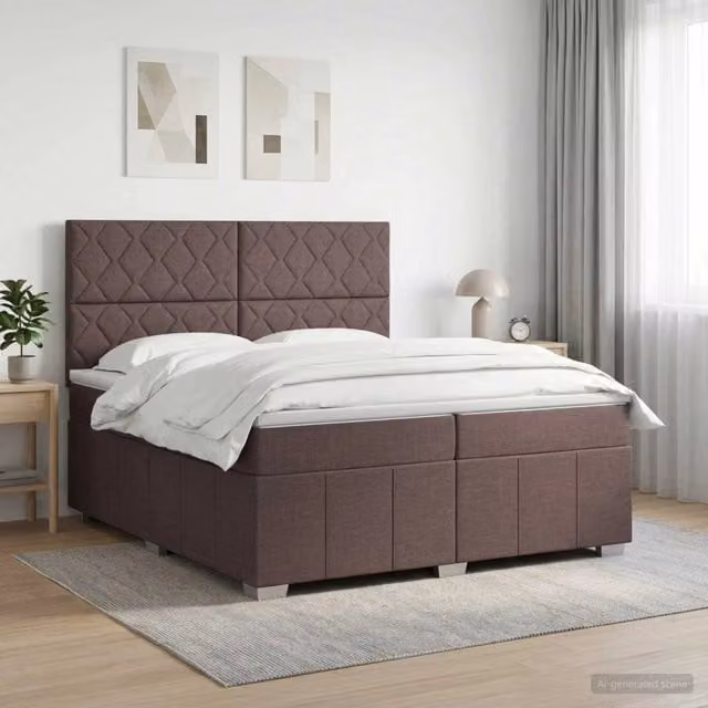 Letto box spring con materasso ibrido vidaXL marrone e bianco L/P: 200 x 200 cm – 1