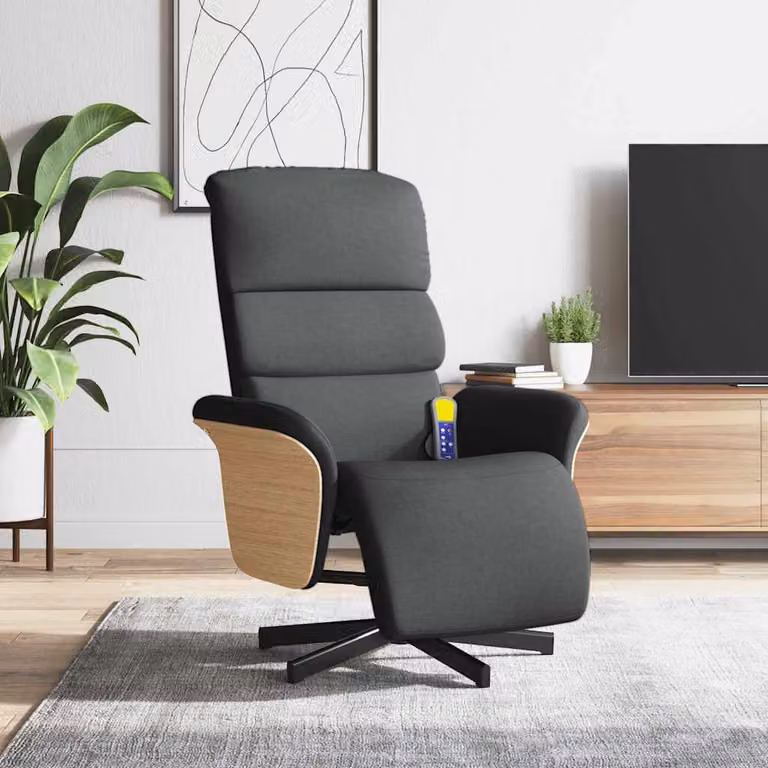 vidaXL Poltrona Reclinabile Relax con Poggiapiedi e Rotazione 360 Gradi, Grigio