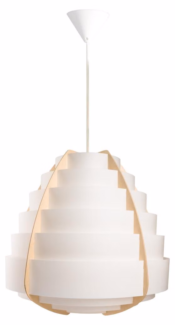 Lampada a sospensione Soleil in polipropilene e legno bianco