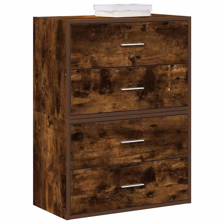 Set di 2 armadi con 4 cassetti vidaXL in MDF colore Rovere Fumo, L 60 cm x P 31 cm x H 40 cm