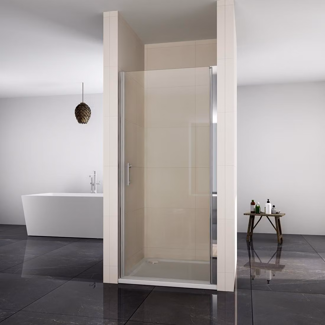 Sonni 86x195 cm Porta per nicchia, porta battente, cabina doccia, porta doccia senza telaio con vetro Nano ESG.