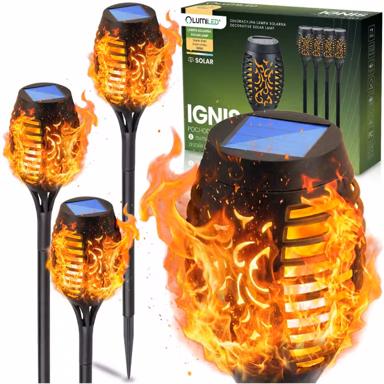 4 lampade solari LED IGNIS per giardino, tipo "steckfackel", con effetto fiamma, marca LUMILED