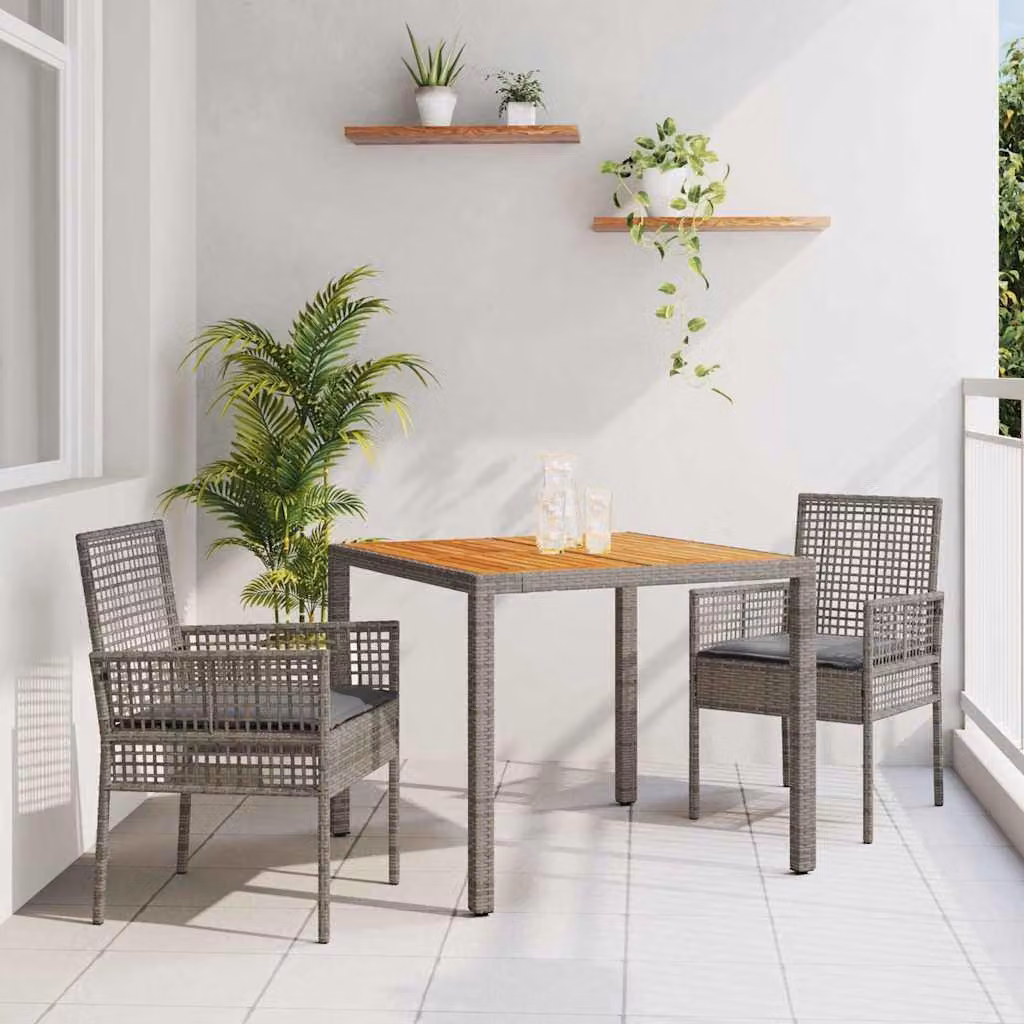 Maison Exclusive - Set da Pranzo per Giardino 3 pcs Grigio polyrattan