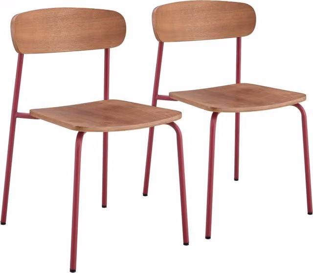 Oviala - Set di 2 seggioloni in legno bordeaux