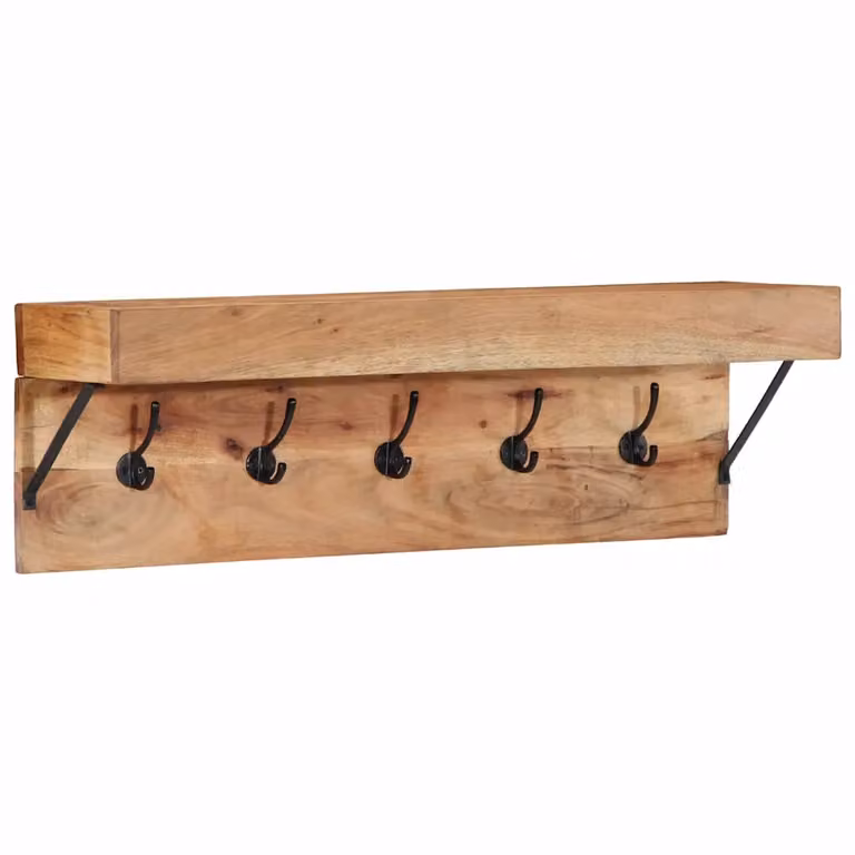 Appendiabiti moderno vidaXL in legno massello di acacia marrone L 73 x P 19 x H 23 cm