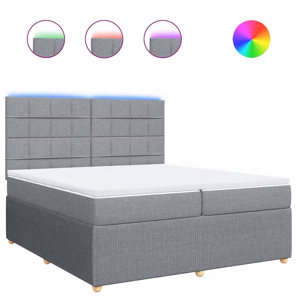 Letto Ibrido vidaXL con Materasso a Tasche Grigio e Bianco L/P: 200 x 200 cm – 2