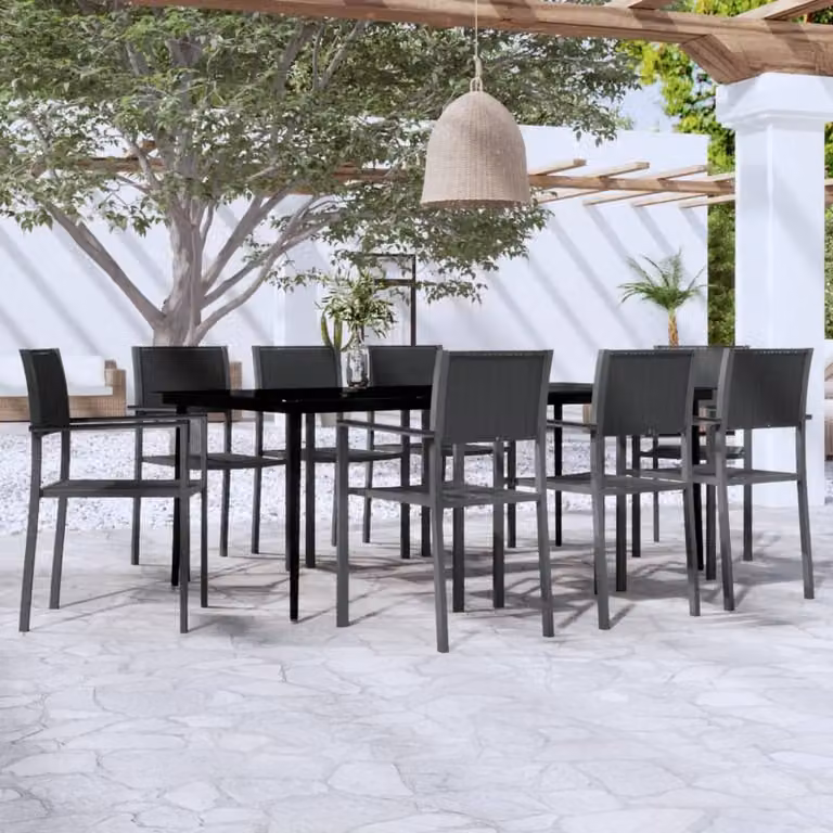 Maison Exclusive - Set da pranzo da giardino 9 pezzi nero