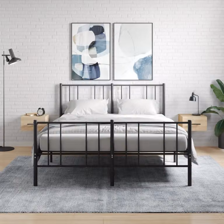 Set di 2 comodini da muro vidaXL in rovere sonoma, L 35 x P 35 x H 20 cm