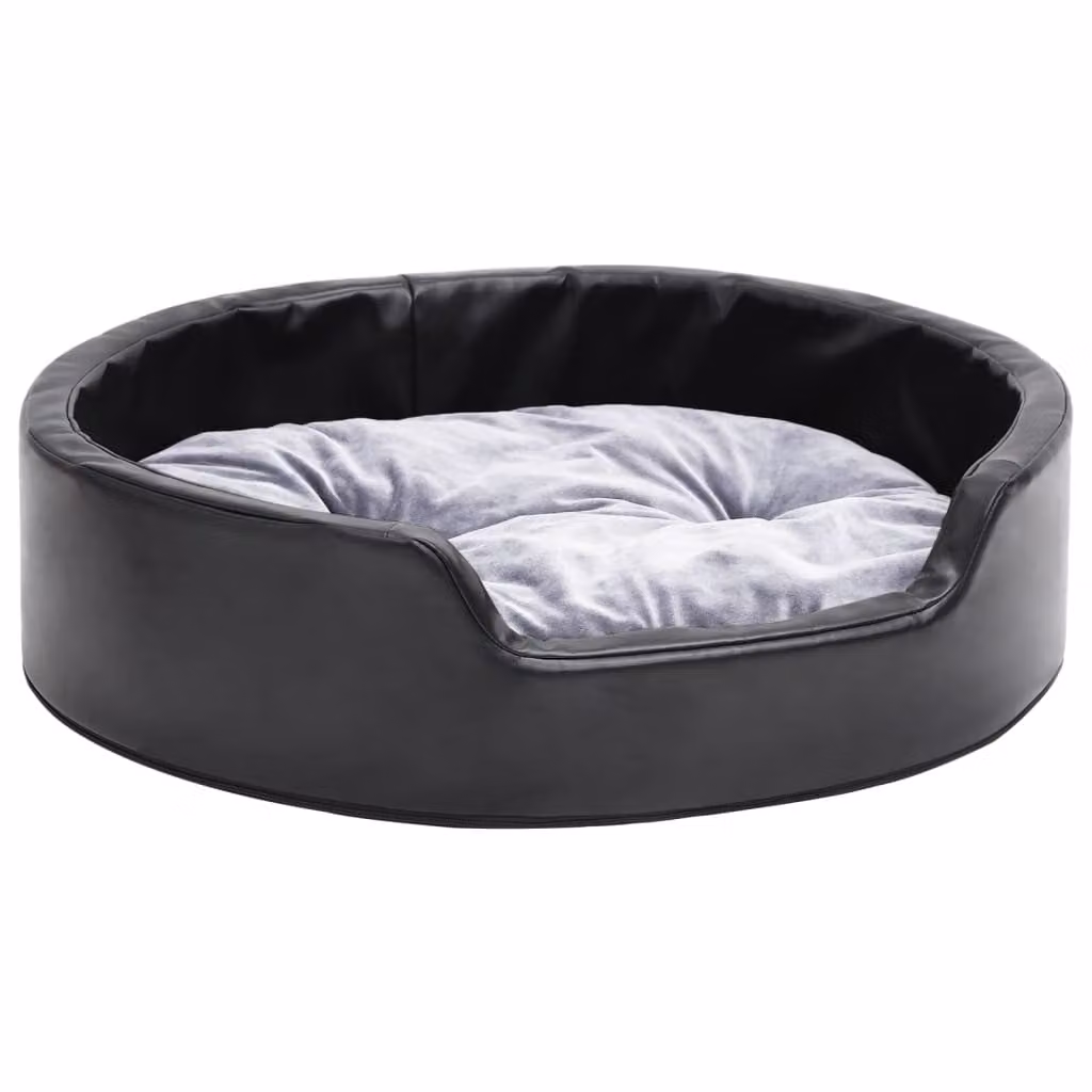 Lettino per Cani Nero e Grigio 69x59x19 cm Peluche e Pelle finta