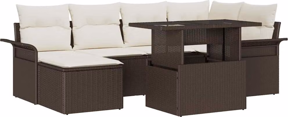 Maison Exclusive - Set da giardino composto da 7 pezzi, colore marrone