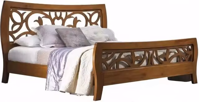 Letto classico Bassano traforato in legno color noce Mobili 2G L/P/H: 184 x 208 x 115 cm – 1