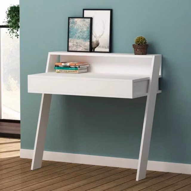 Scrivania da parete Cowork Effezeta Italia bianca con cassetto L: 94 cm