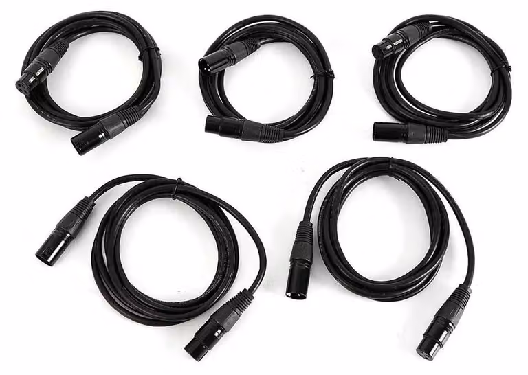 Cavi DMX, confezione da 5, connettore XLR a 3 pin, colore nero