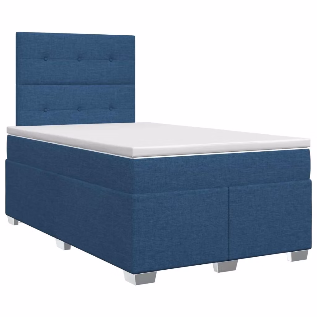 Letto box spring con materasso vidaXL in tessuto blu e bianco con base a sollevamento L/P/H: 120 x 200 x 34,5 cm – 2