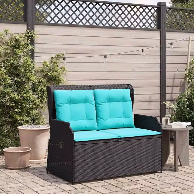 Panchina da giardino Nero polyrattan 3394466