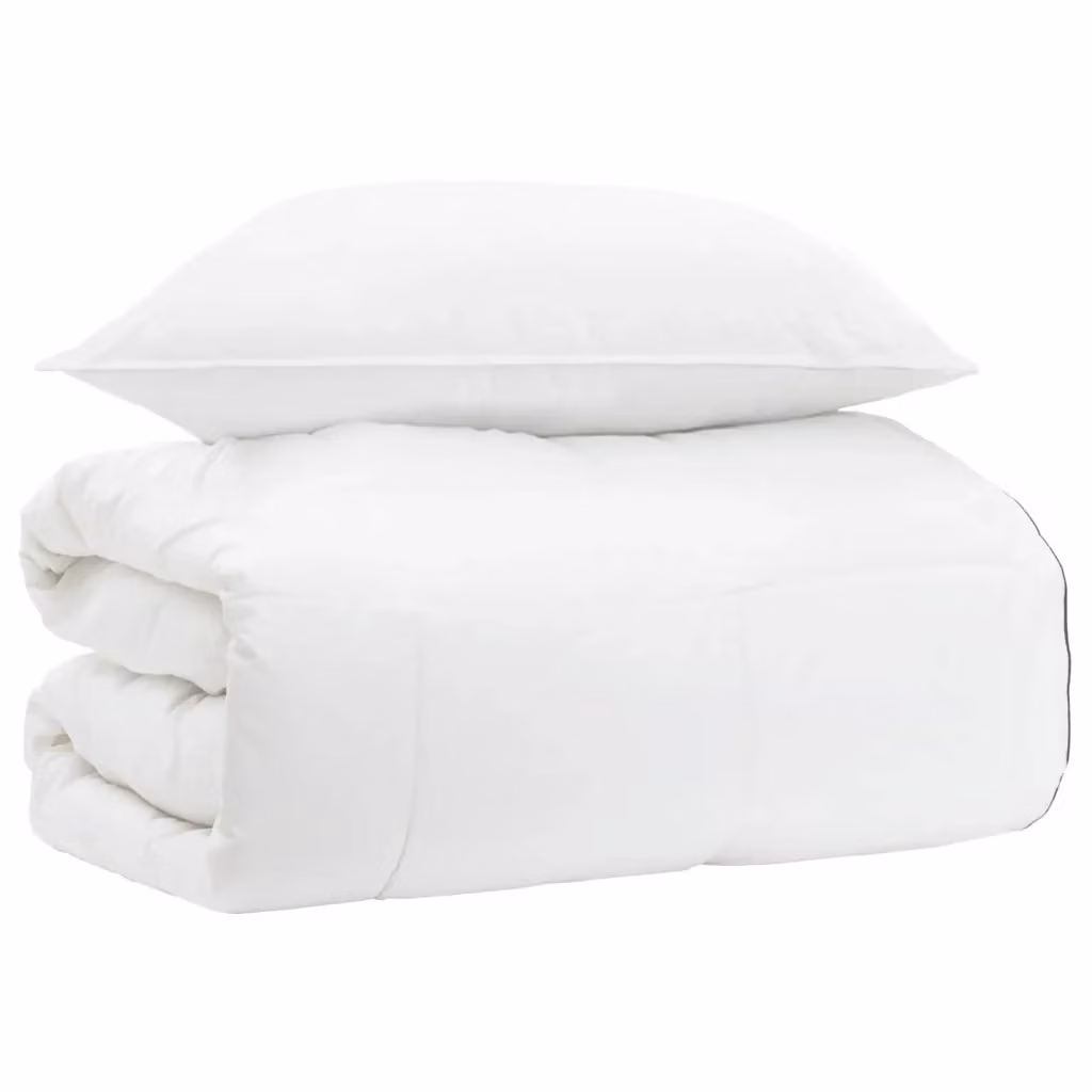 Set di piumoni e cuscini vidaXL bianchi in cotone, bambù e poliestere, L 140 x P 200 cm – 2