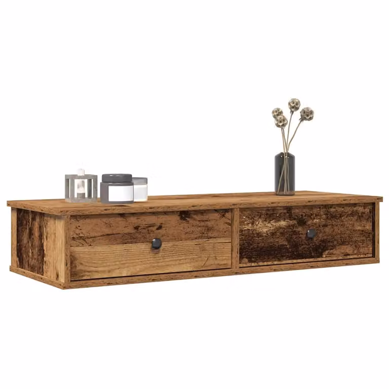 Scaffale a Parete con Cassetti vidaXL in MDF Colore Marrone Antico L 100 cm x P 37,5 cm x H 19 cm