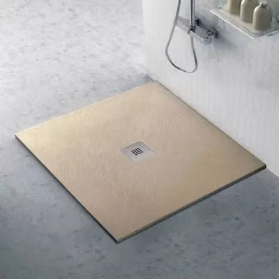 Piatto doccia quadrato INBAGNO Karen in resina beige effetto pietra L: 80 cm, P: 80 cm, H: 3 cm