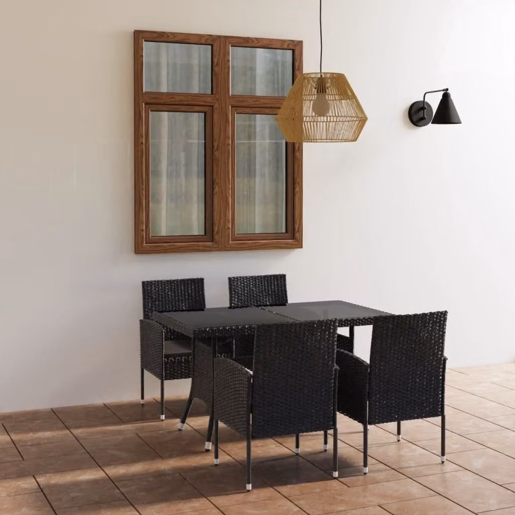 Maison Exclusive - Set da pranzo da giardino 5 pezzi in polyrattan nero