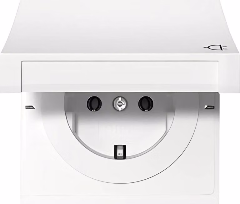 Presa Gira con coperchio ribaltabile, interruttore piatto 4454112, bianco puro, lucido, 1 pz.