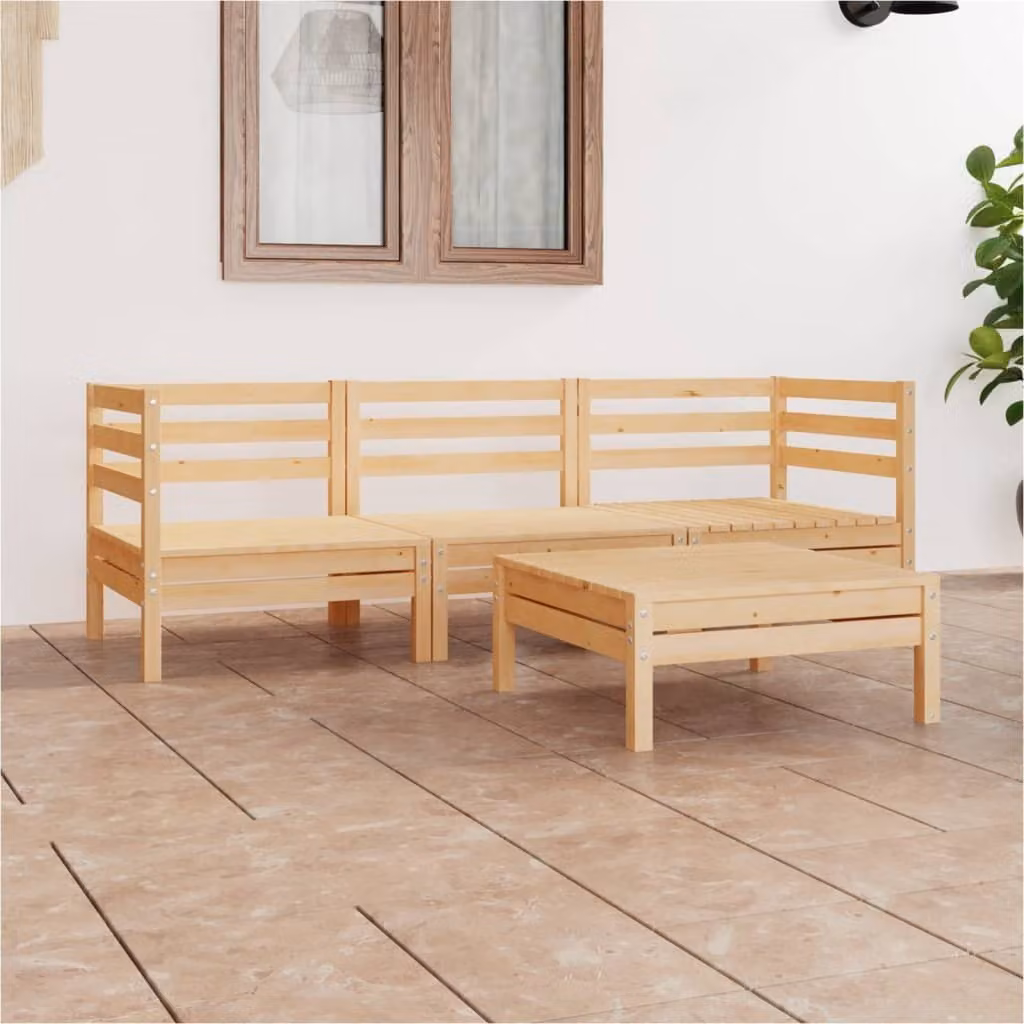 The Living Store 4 pezzi. Set salotto da giardino in pino massiccio