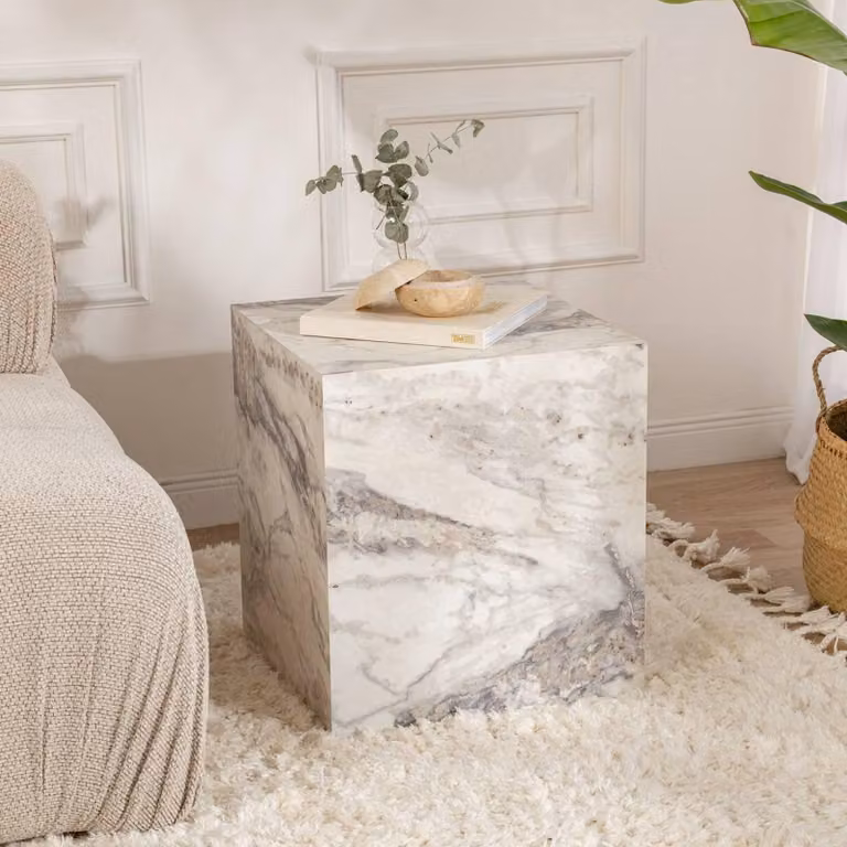 Dmora Tavolino da Salotto Imogen 45x45x50h cm Bianco, Peso Massimo Supportato 10 kg Forma Cubica