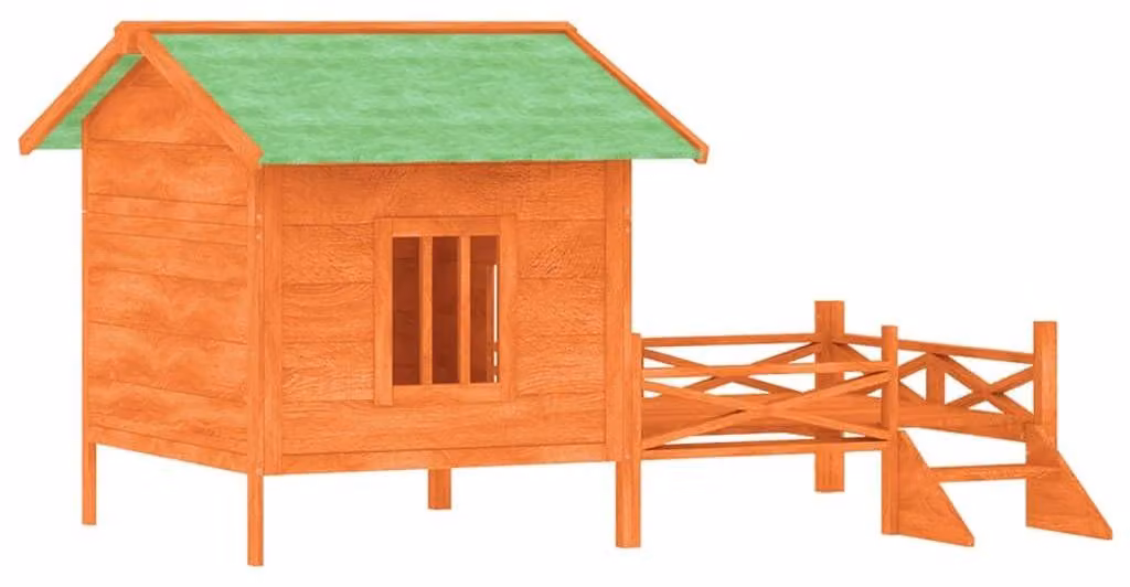 Cuccia per cani in legno massello di abete, color marrone - 159x120x88,5 cm - Tetto impermeabile - Casetta da esterno - Adatta a piccoli animali domestici