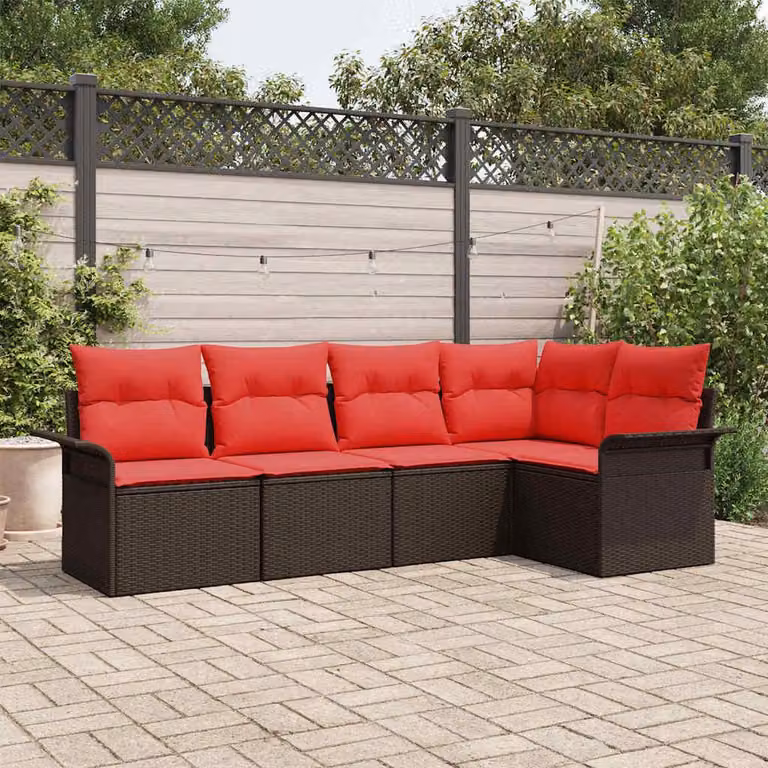 Maison Exclusive - Set da giardino composto da 5 pezzi, divano in rattan sintetico marrone