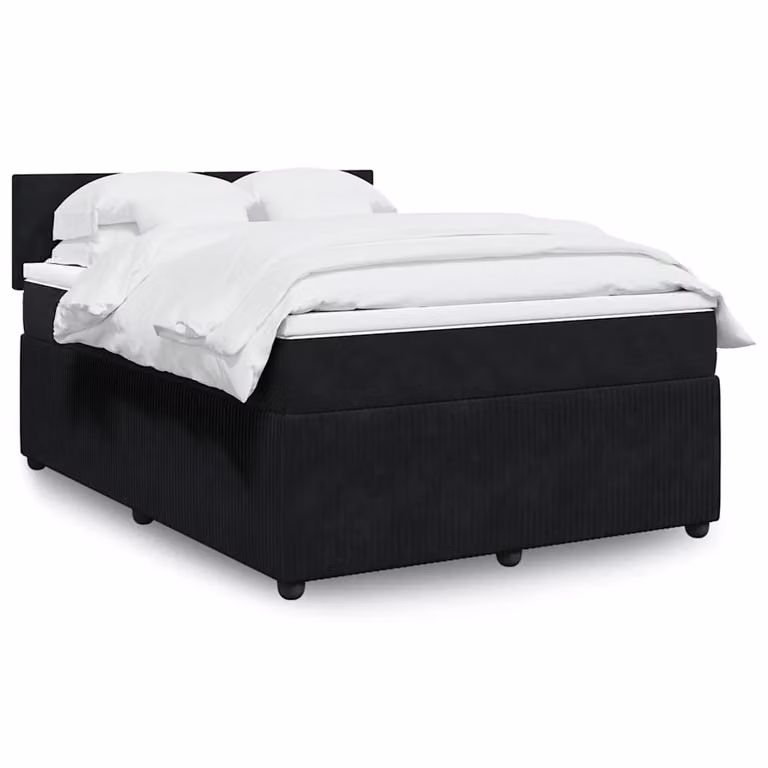 vidaXL Giroletto a Molle con Materasso in Velluto Nero L: 160 cm, P: 200 cm
