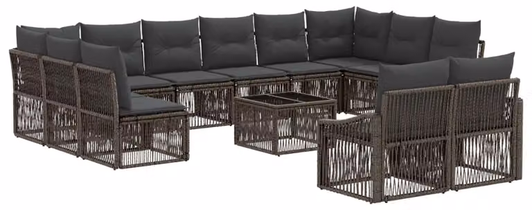 Set Divano da Giardino 13 pcs Grigio polyrattan