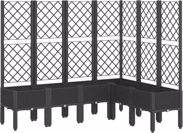 Fioriera | Cassetta per fiori | Vaso da Giardino con Traliccio Nera 160x120x142 cm in PP