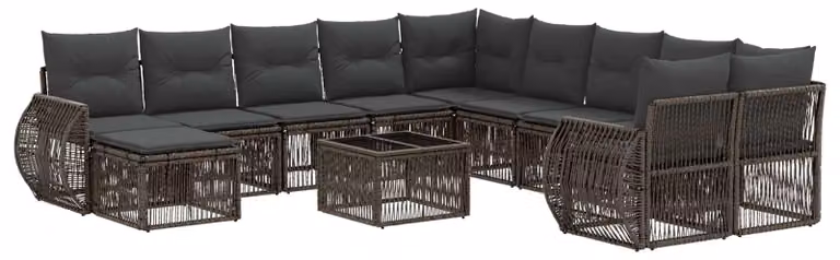 Set Divano da Giardino 12 pcs Grigio polyrattan