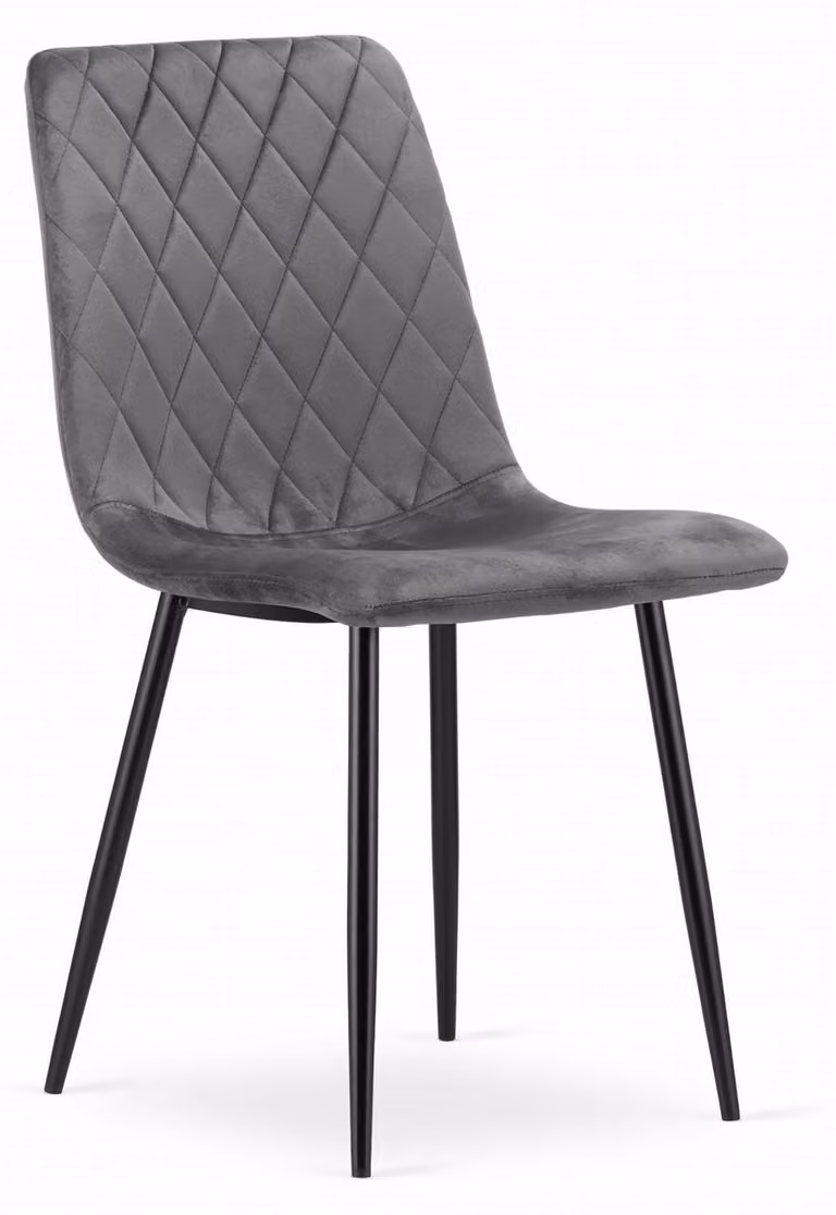 Sedia Turin in velluto grigio scuro con gambe in metallo