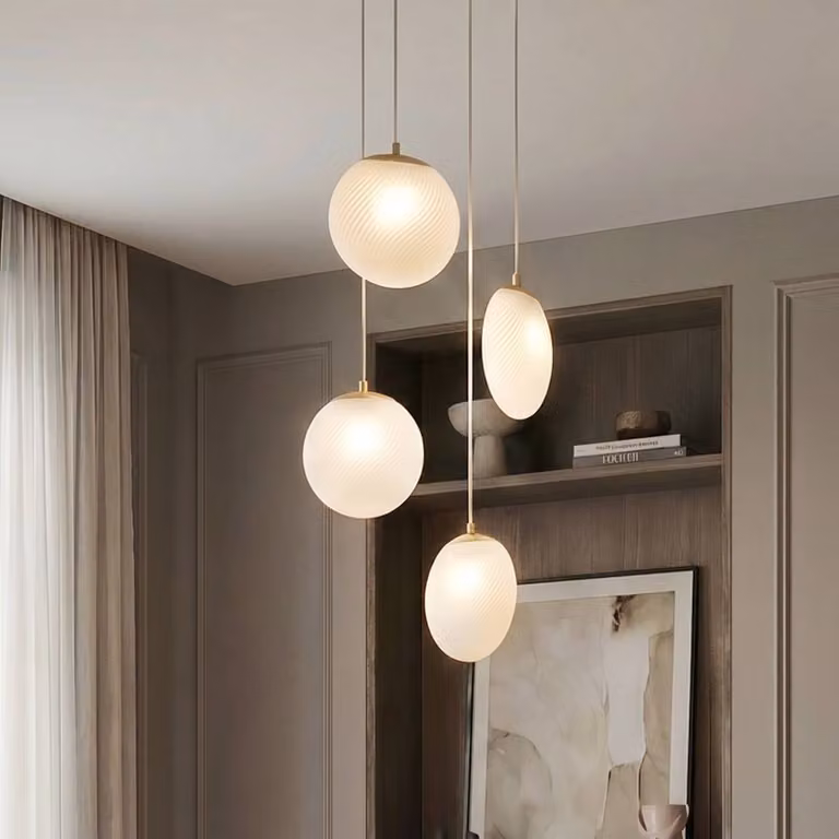 Lampada a sospensione in vetro Lunelle Lucande, dimmerabile, Soggiorno / Sala da pranzo, Vetro, Moderno, Lampada a sospensione
