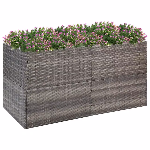 Fioriera da giardino ornamentale vidaXL grigia in acciaio e poliestere L: 157 cm, P: 80 cm, H: 80 cm