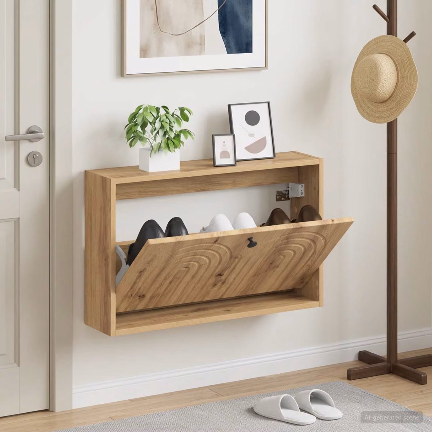 Mobiletto per scarpe da muro vidaXL ALKMAAR moderno con scomparti basculanti, L: 71 cm, P: 17 cm, H: 43 cm