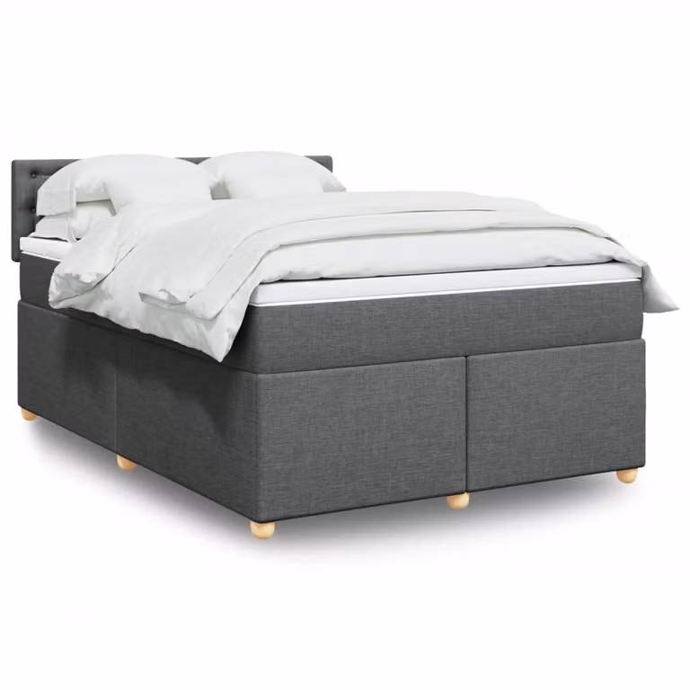 vidaXL Giroletto a Molle con Materasso Ibrido in Tessuto Grigio e Bianco L 140 x P 200 cm