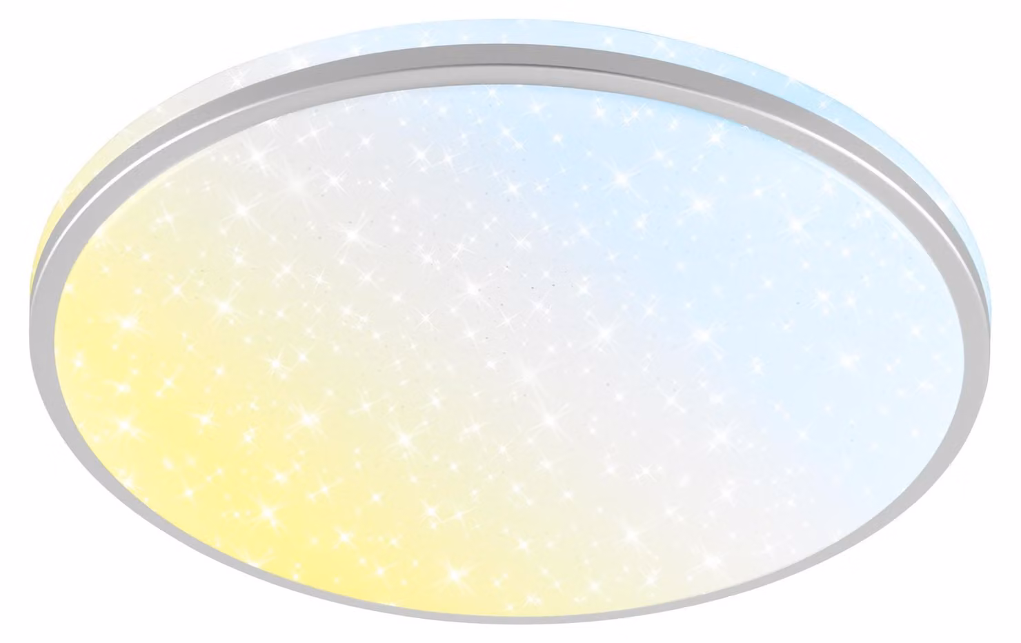 Briloner STELA Plafoniera LED, dimmerabile, telecomando, CCT, cielo stellato, cromo opaco, Ø33 x 6 cm