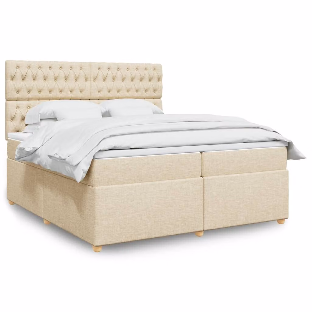 Maison Exclusive - Giroletto a Molle con Materasso Crema 200x200 cm in Tessuto